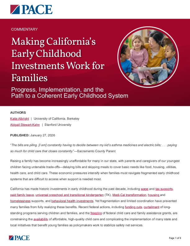 Making California’s Early Childhood Investments Work for Families PDF