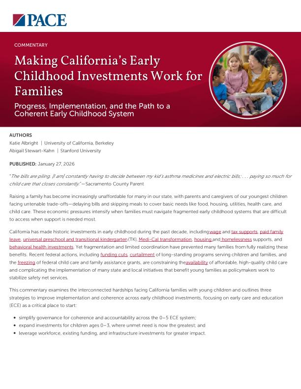 Making California’s Early Childhood Investments Work for Families PDF