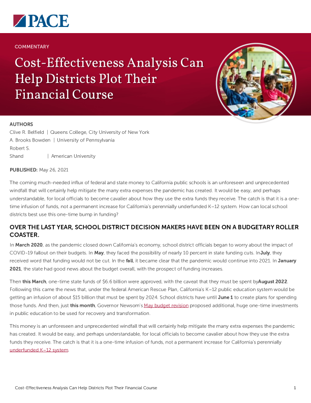 Cost-Effectiveness Analysis Can Help Districts Plot Their Financial Course PDF