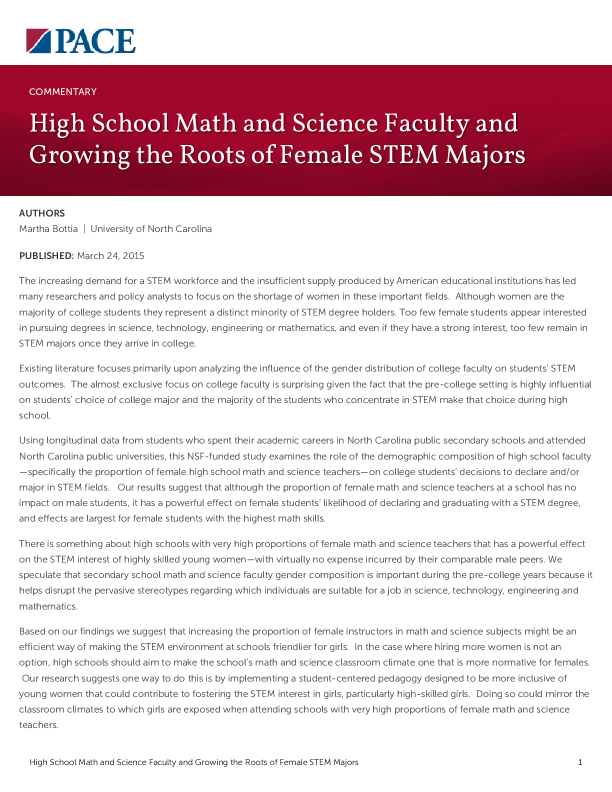 High School Math and Science Faculty and Growing the Roots of Female STEM Majors PDF