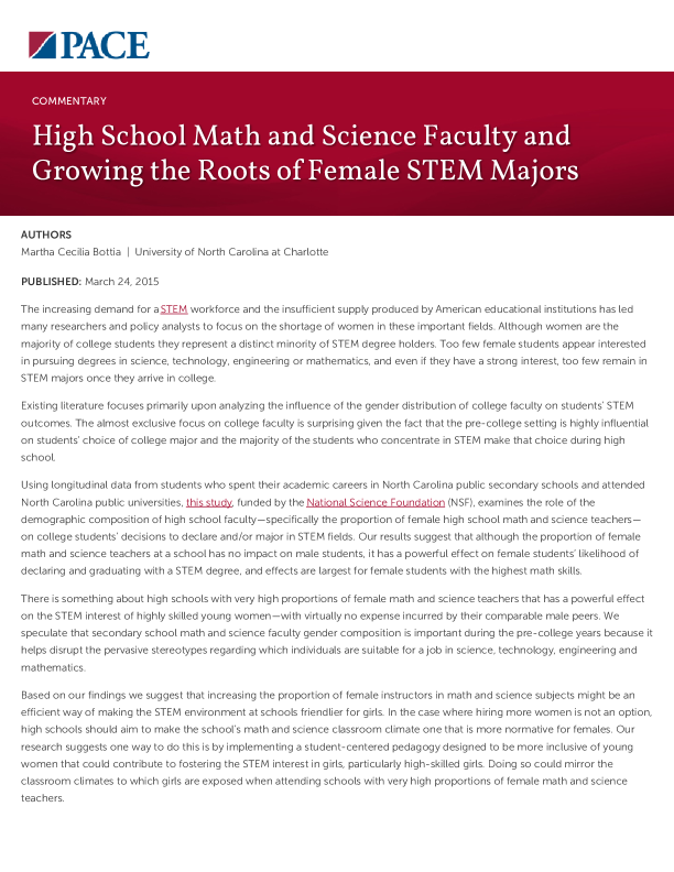 High School Math and Science Faculty and Growing the Roots of Female STEM Majors PDF