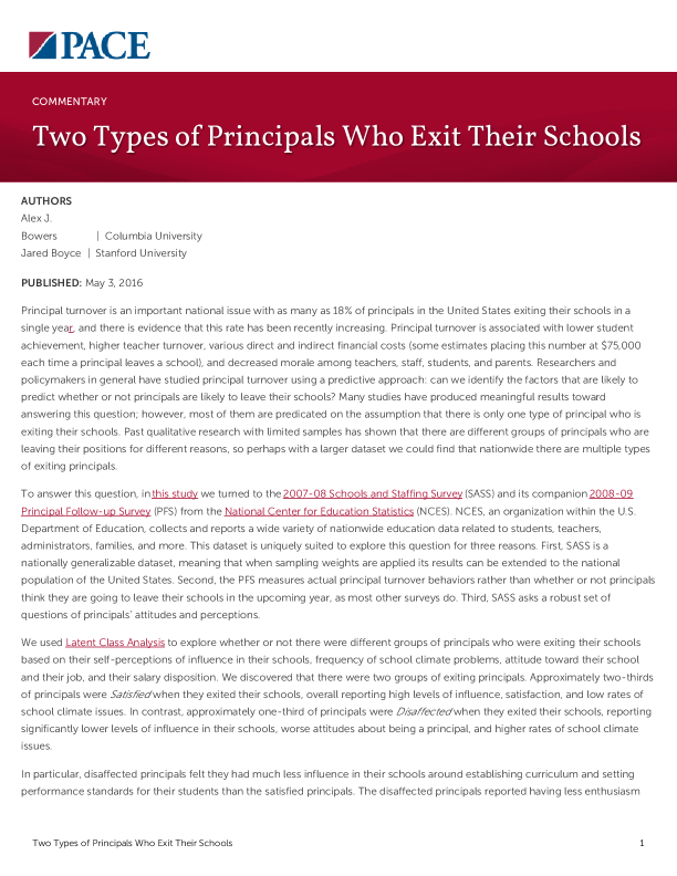 Two Types of Principals Who Exit Their Schools PDF