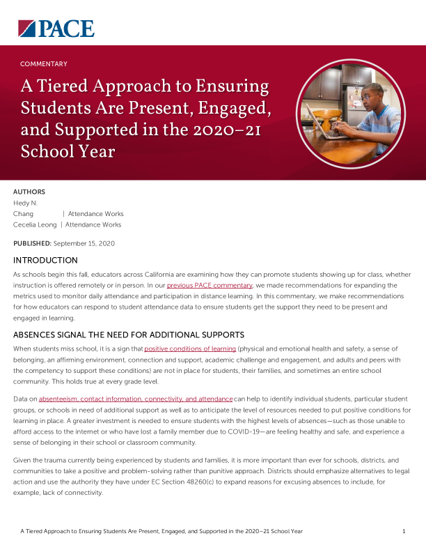 A Tiered Approach to Ensuring Students Are Present, Engaged, and Supported in the 2020–21 School Year PDF