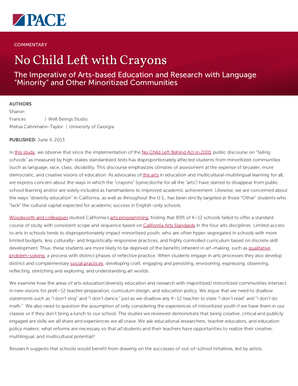 No Child Left with Crayons PDF