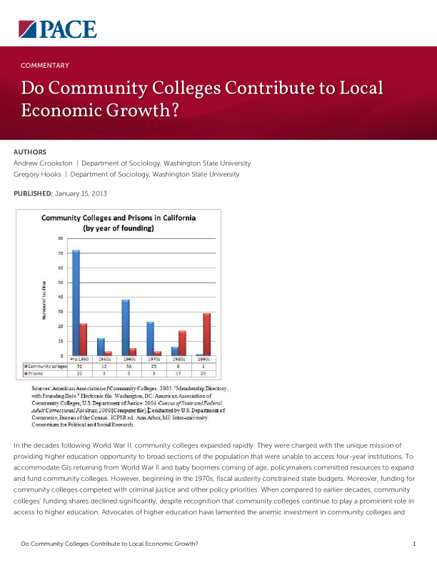 Do Community Colleges Contribute to Local Economic Growth? PDF