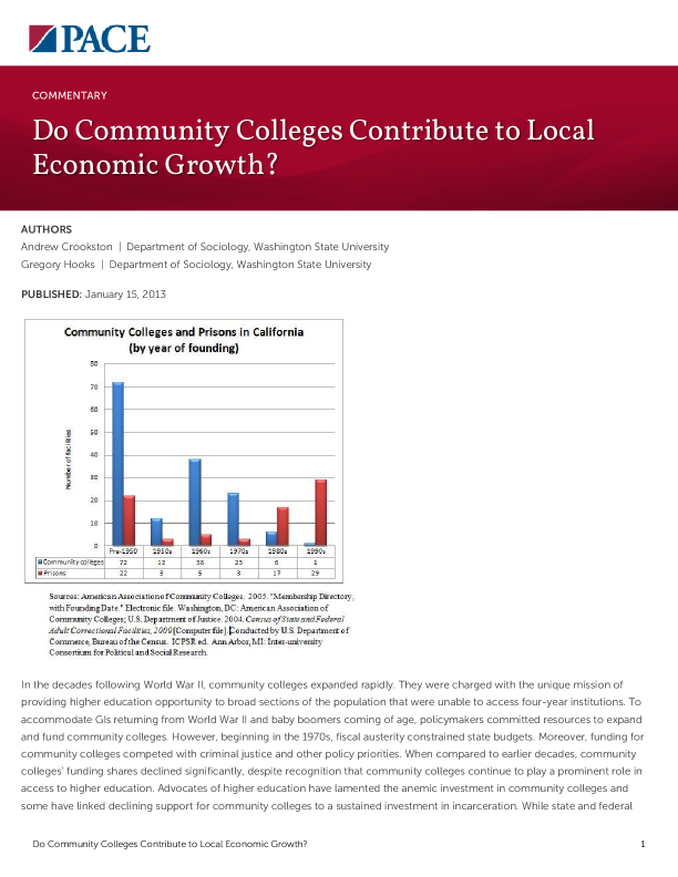 Do Community Colleges Contribute to Local Economic Growth? PDF