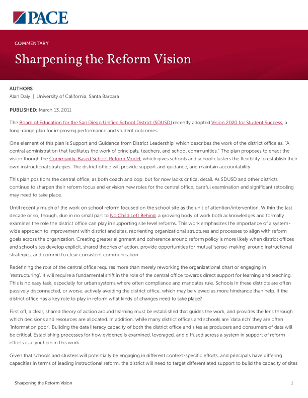 Sharpening the Reform Vision PDF