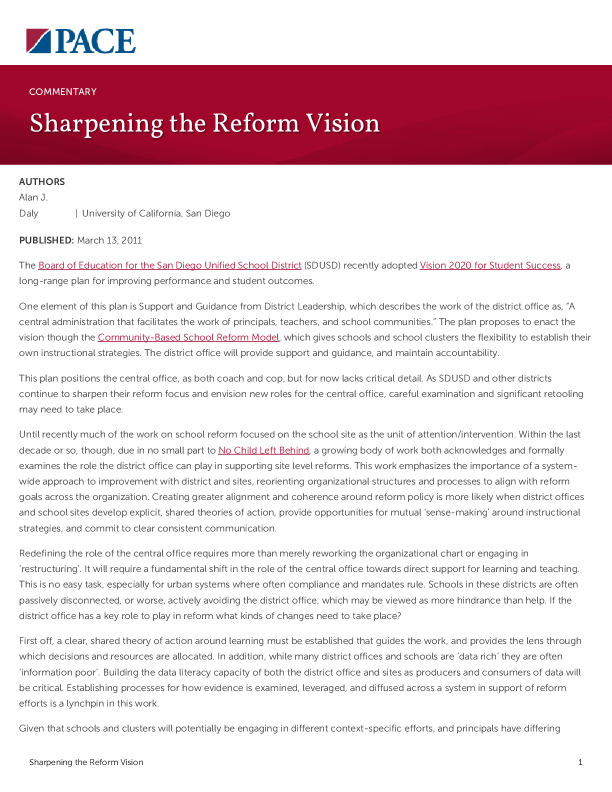 Sharpening the Reform Vision PDF