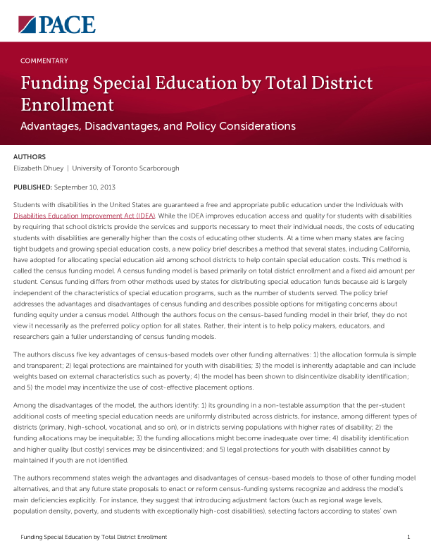 Funding Special Education by Total District Enrollment PDF