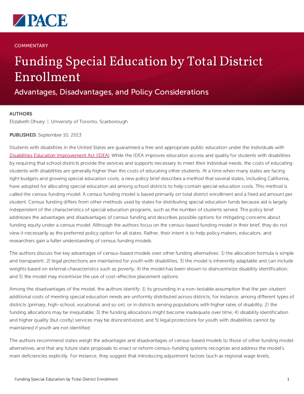 Funding Special Education by Total District Enrollment PDF