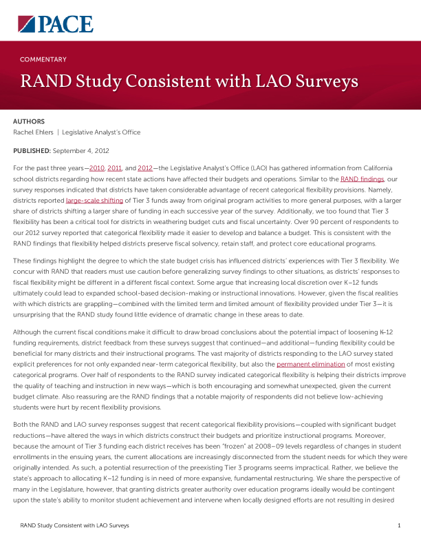 RAND Study Consistent with LAO Surveys PDF