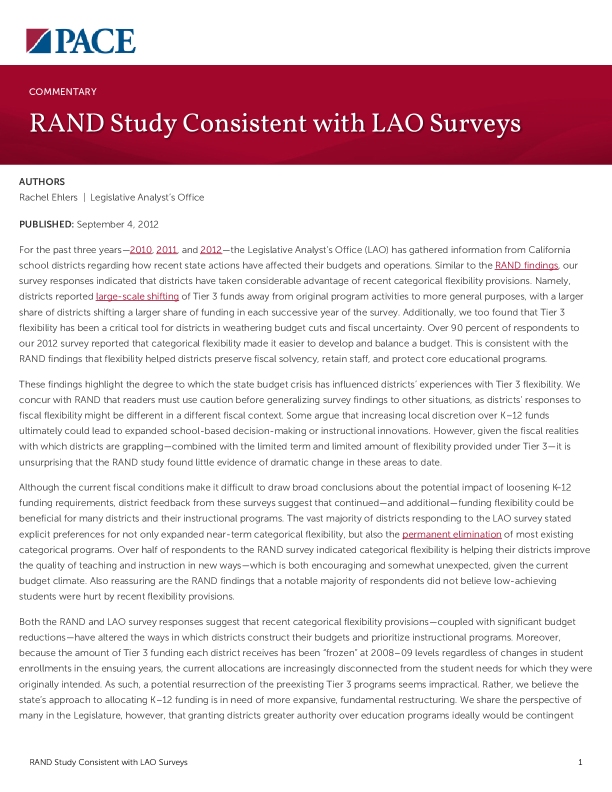 RAND Study Consistent with LAO Surveys PDF