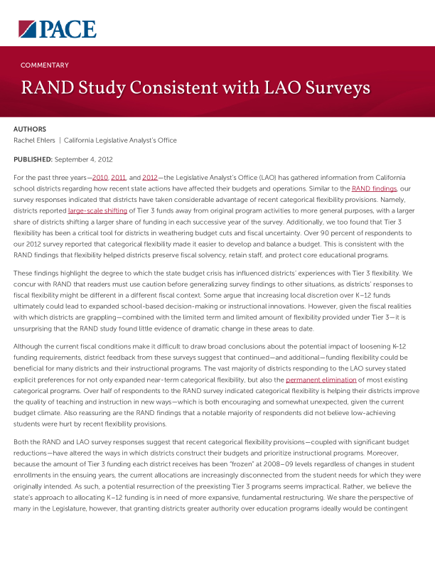 RAND Study Consistent with LAO Surveys PDF
