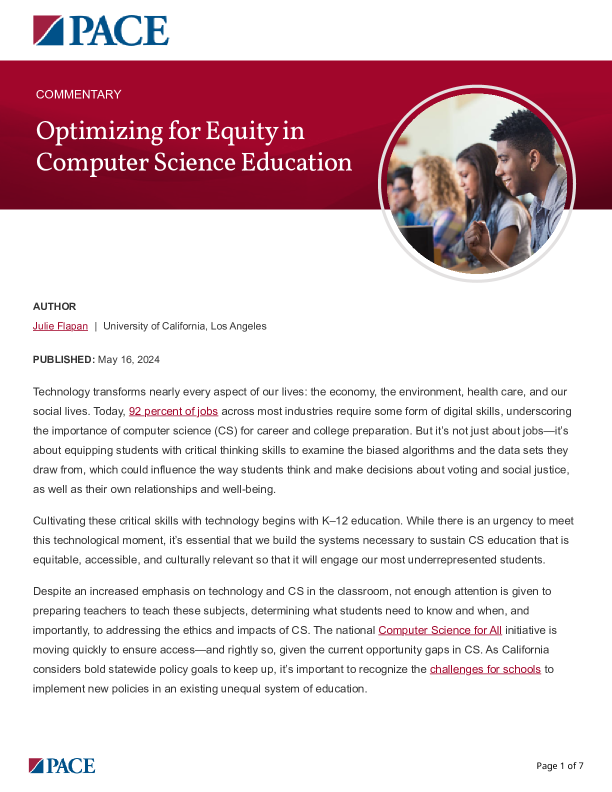Optimizing for Equity in Computer Science Education PDF