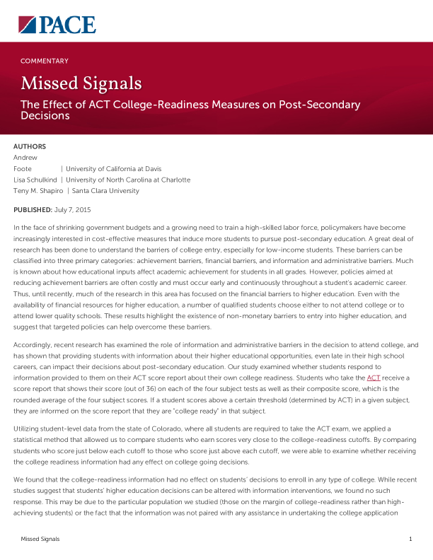 Missed Signals PDF