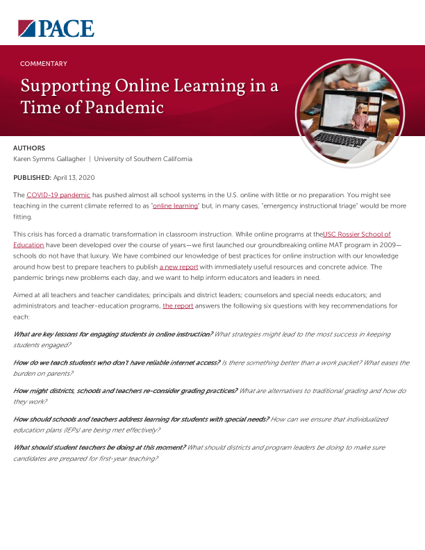Supporting Online Learning in a Time of Pandemic PDF