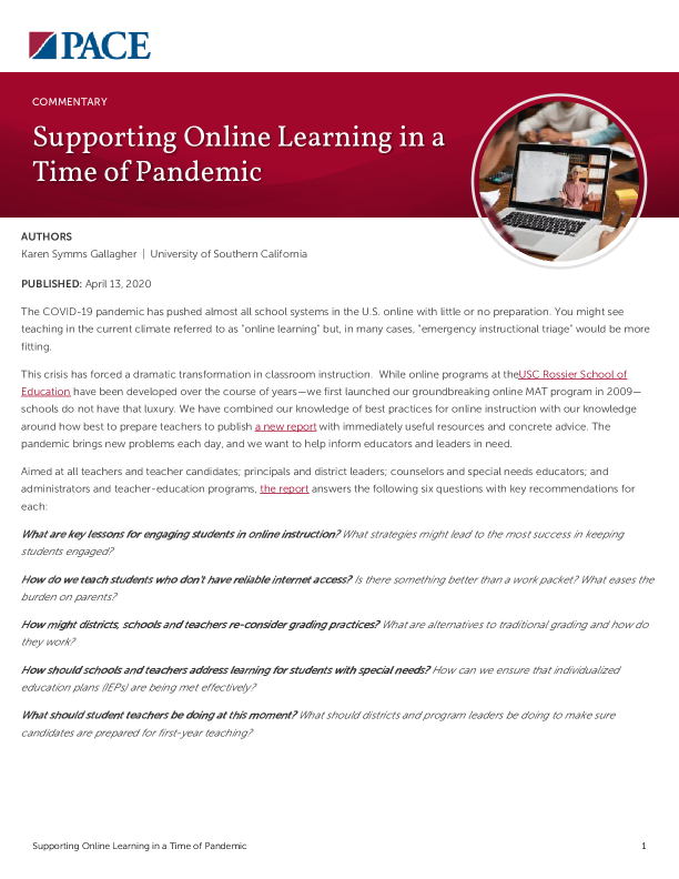 Supporting Online Learning in a Time of Pandemic PDF