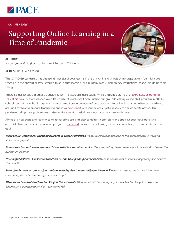 Supporting Online Learning in a Time of Pandemic PDF