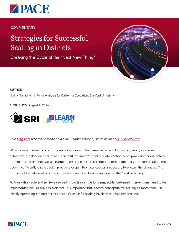 Strategies for Successful Scaling in Districts PDF