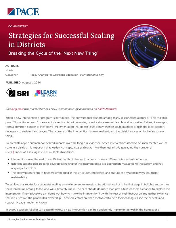 Strategies for Successful Scaling in Districts PDF