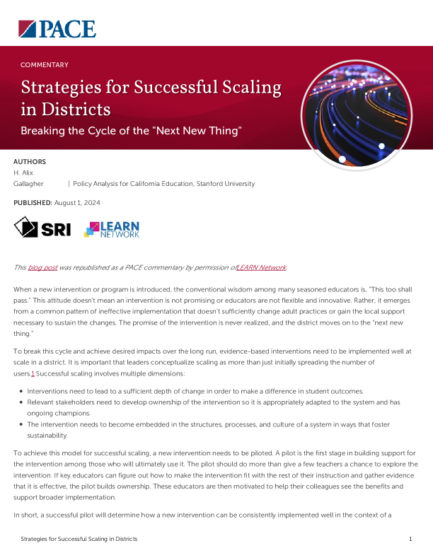 Strategies for Successful Scaling in Districts PDF