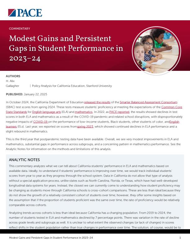 Modest Gains and Persistent Gaps in Student Performance in 2023–24 PDF