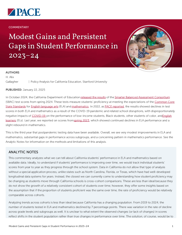 Modest Gains and Persistent Gaps in Student Performance in 2023–24 PDF