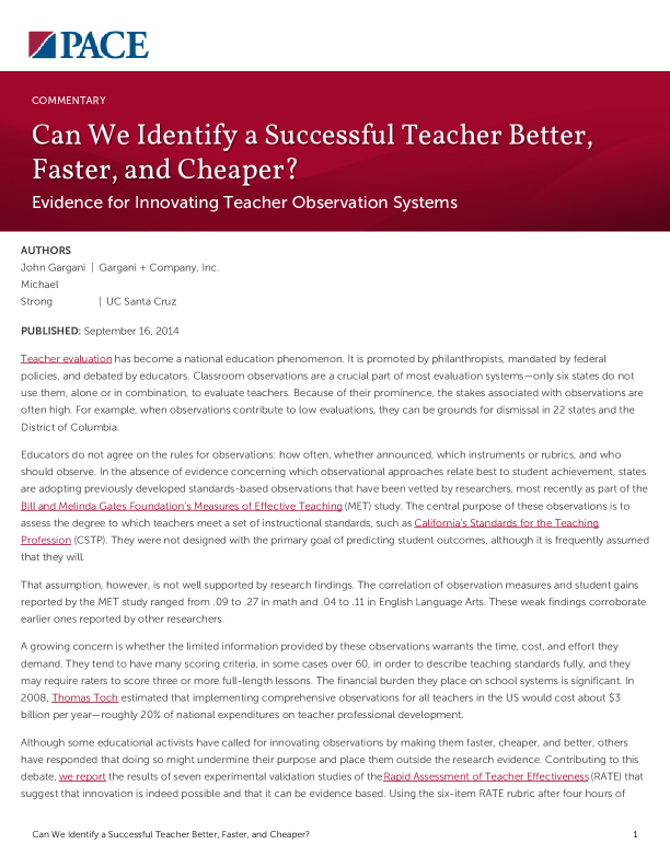 Can We Identify a Successful Teacher Better, Faster, and Cheaper? PDF