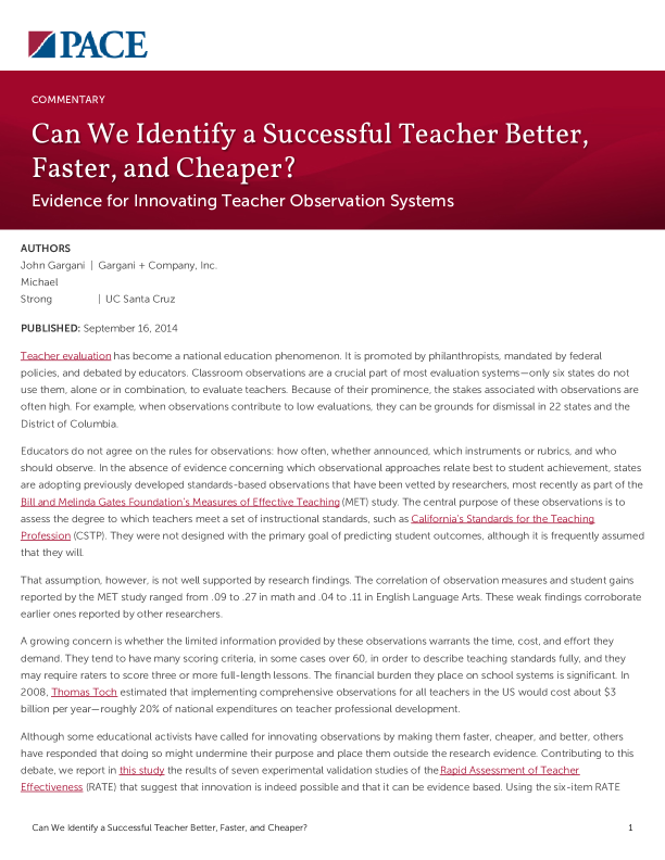 Can We Identify a Successful Teacher Better, Faster, and Cheaper? PDF