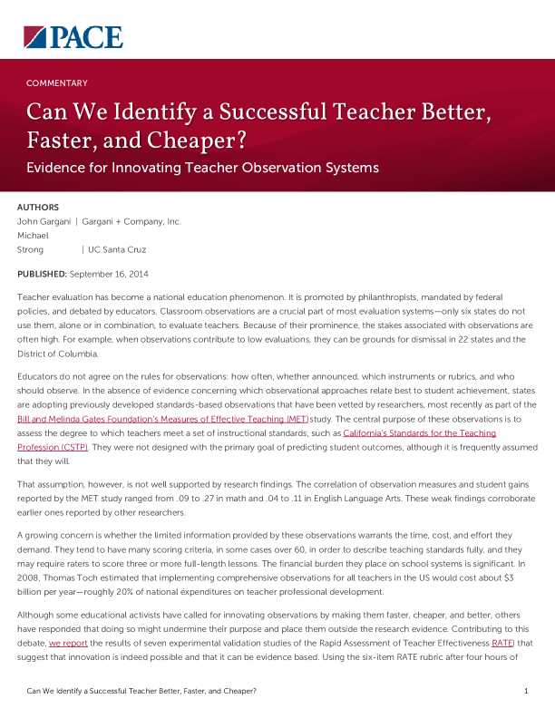 Can We Identify a Successful Teacher Better, Faster, and Cheaper? PDF