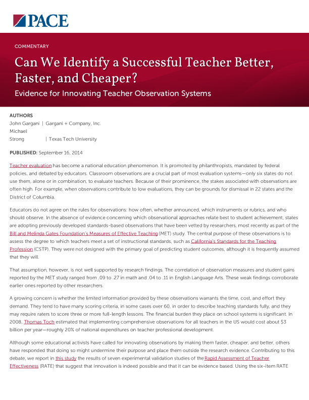 Can We Identify a Successful Teacher Better, Faster, and Cheaper? PDF