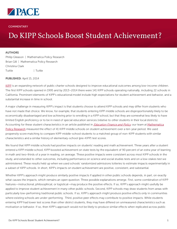 Do KIPP Schools Boost Student Achievement? PDF