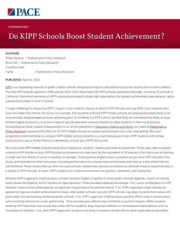 Do KIPP Schools Boost Student Achievement? PDF