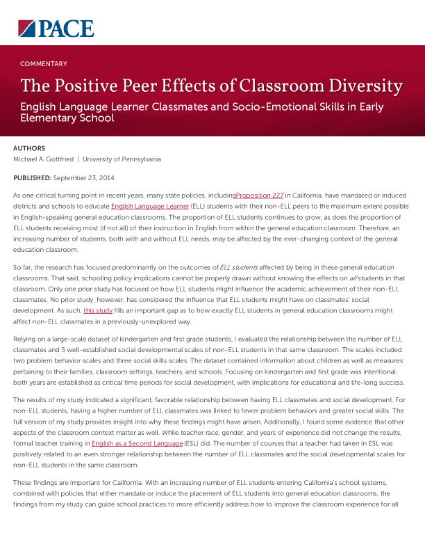 The Positive Peer Effects of Classroom Diversity PDF