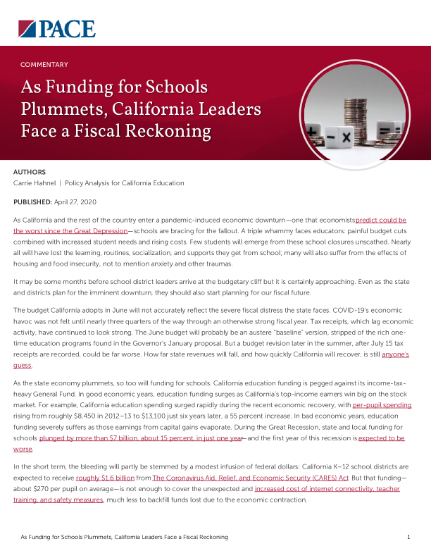 As Funding for Schools Plummets, California Leaders Face a Fiscal Reckoning PDF