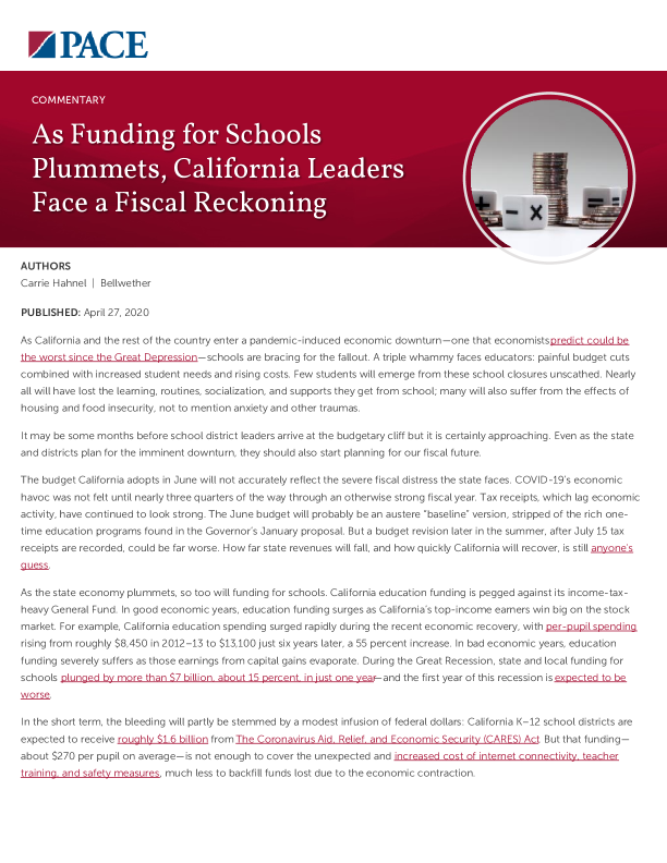 As Funding for Schools Plummets, California Leaders Face a Fiscal Reckoning PDF
