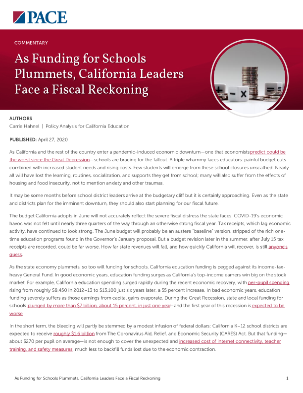 As Funding for Schools Plummets, California Leaders Face a Fiscal Reckoning PDF