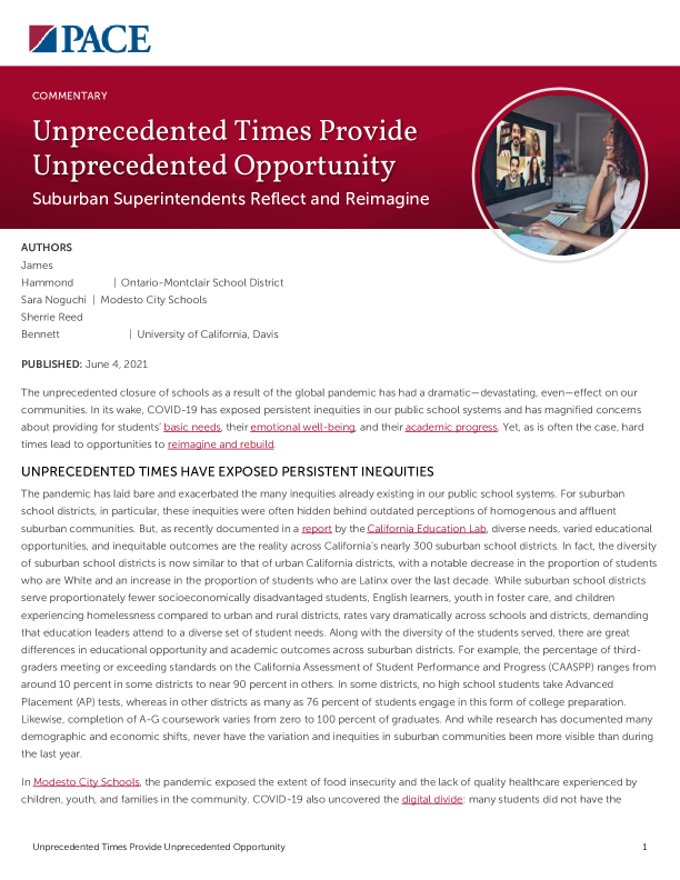 Unprecedented Times Provide Unprecedented Opportunity PDF