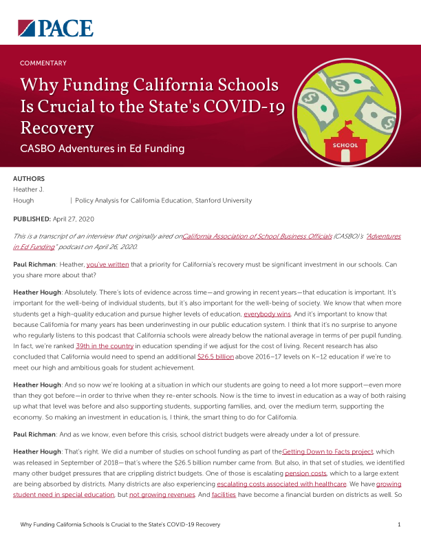 Why Funding California Schools Is Crucial to the State's COVID-19 Recovery PDF