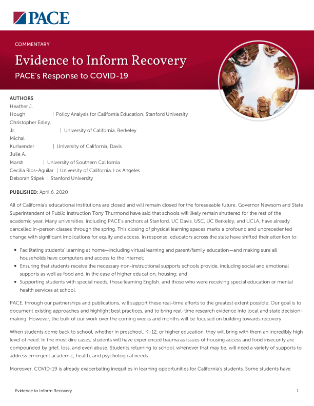 Evidence to Inform Recovery PDF