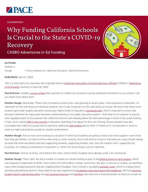 Why Funding California Schools Is Crucial to the State's COVID-19 Recovery PDF