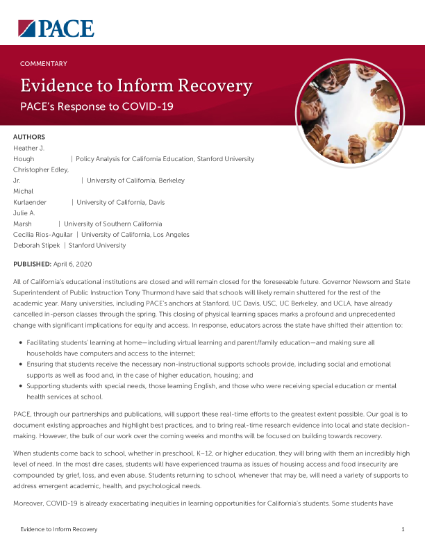 Evidence to Inform Recovery PDF