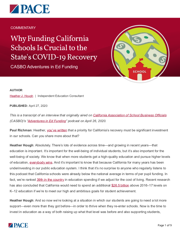 Why Funding California Schools Is Crucial to the State's COVID-19 Recovery PDF