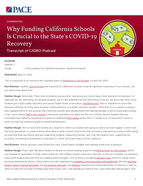 Why Funding California Schools Is Crucial to the State's COVID-19 Recovery PDF