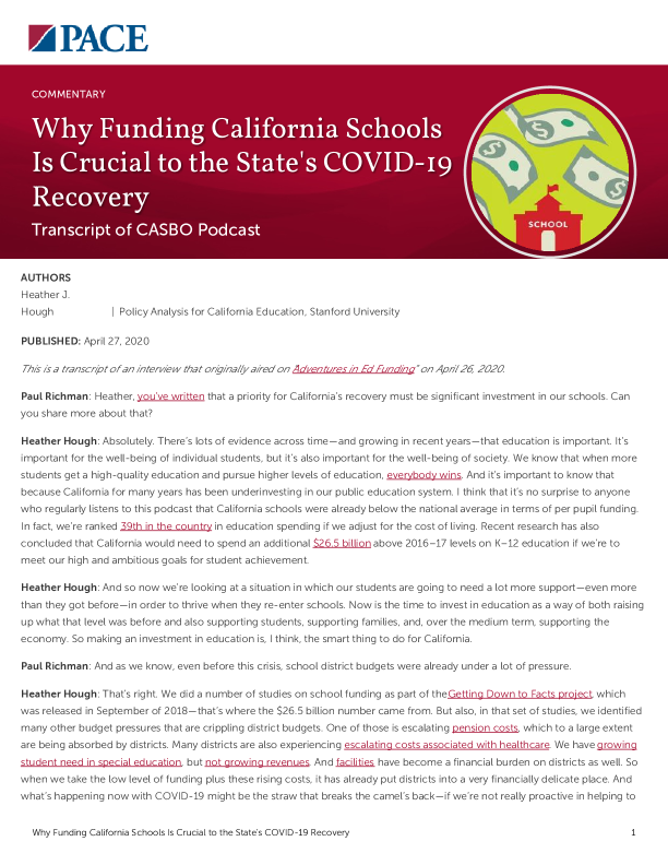 Why Funding California Schools Is Crucial to the State's COVID-19 Recovery PDF