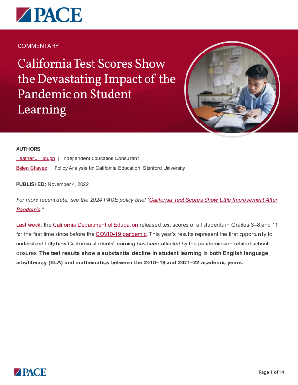 California Test Scores Show the Devastating Impact of the Pandemic on Student Learning PDF