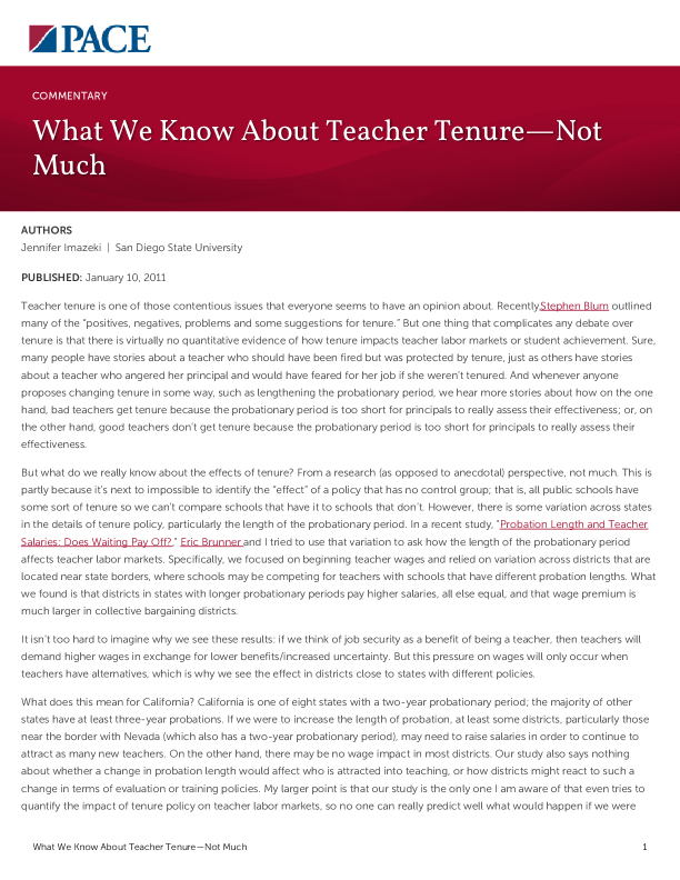 What We Know About Teacher Tenure—Not Much PDF