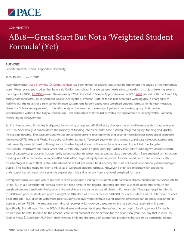 AB18⁠—Great Start But Not a ‘Weighted Student Formula’ (Yet) PDF