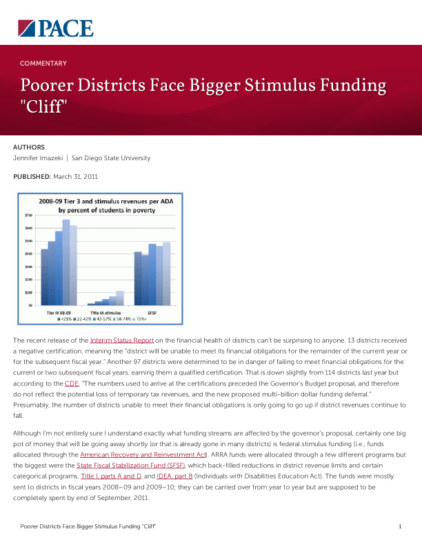Poorer Districts Face Bigger Stimulus Funding "Cliff" PDF