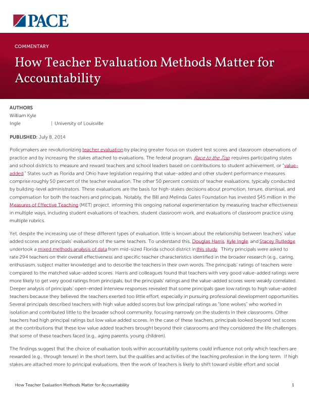 How Teacher Evaluation Methods Matter for Accountability PDF